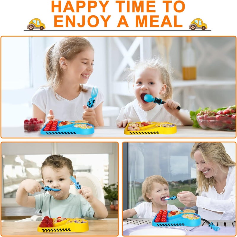 Deinyi Construction Toddler Utensils - Toddler Forks and Spoons - Kids Construction Truck Utensils - Forks and Spoons Silverware Set - Christmas Birthday Gift for 1 2 3 4 5 year old, Blue - Image 4